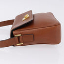 CELINE Shoulder Bag Leather Brown Gold Auth 197663V-5