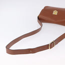CELINE Shoulder Bag Leather Brown Gold Auth 197663V-8
