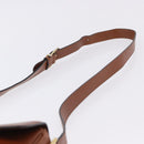 CELINE Shoulder Bag Leather Brown Gold Auth 197663V-9