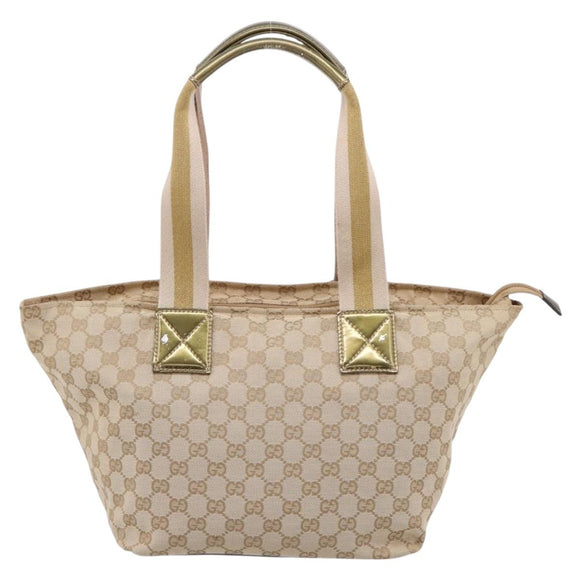 GUCCI GG Canvas Sherry Line Tote Bag Beige 131230 Auth 197665