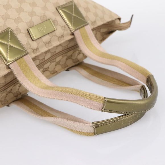 GUCCI GG Canvas Sherry Line Tote Bag Beige 131230 Auth 197665