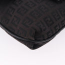 FENDI Zucchino Canvas Shoulder Bag Black Silver Auth 197666-9