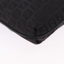 FENDI Zucchino Canvas Shoulder Bag Black Silver Auth 197666-15
