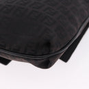 FENDI Zucchino Canvas Shoulder Bag Black Silver Auth 197666-16