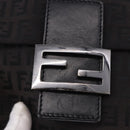 FENDI Zucchino Canvas Shoulder Bag Black Silver Auth 197666-17
