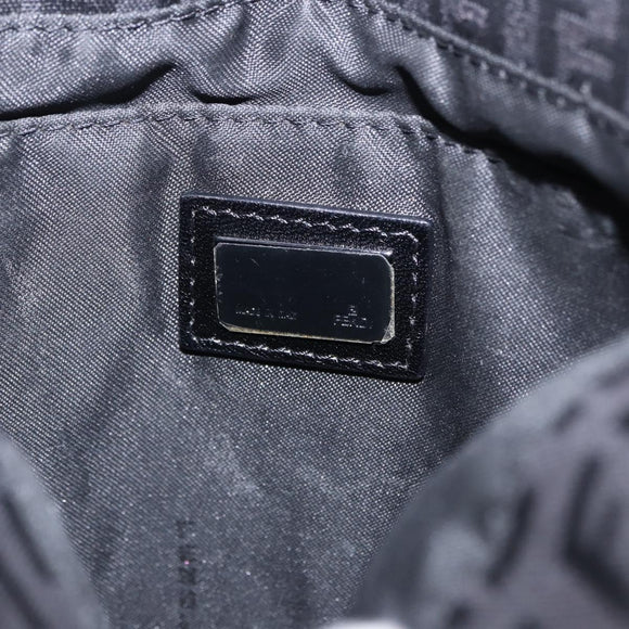FENDI Zucchino Canvas Shoulder Bag Black Silver Auth 197666