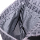 FENDI Zucchino Canvas Shoulder Bag Black Silver Auth 197666-21