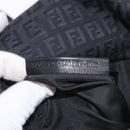 FENDI Zucchino Canvas Shoulder Bag Black Silver Auth 197666-12