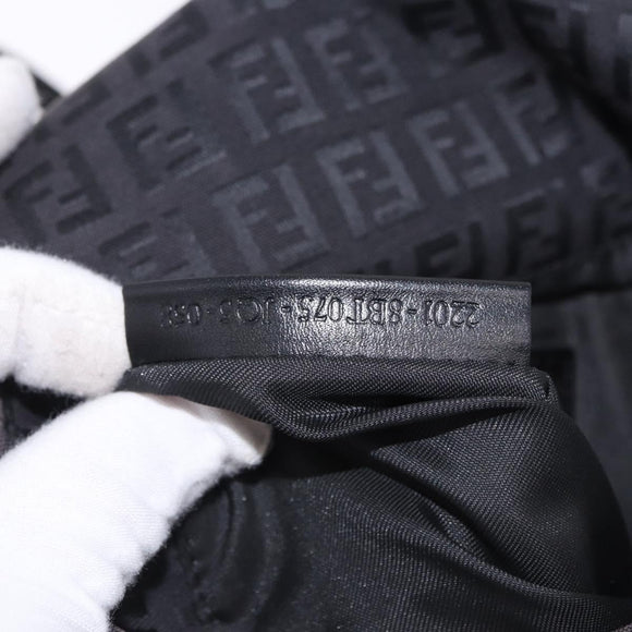 FENDI Zucchino Canvas Shoulder Bag Black Silver Auth 197666