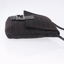 FENDI Zucchino Canvas Shoulder Bag Black Silver Auth 197666-3