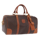 CELINE Macadam Canvas Boston Bag PVC Leather Brown Gold Auth 197668V-1