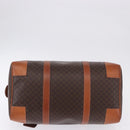 CELINE Macadam Canvas Boston Bag PVC Leather Brown Gold Auth 197668V-10