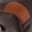 CELINE Macadam Canvas Boston Bag PVC Leather Brown Gold Auth 197668V-11