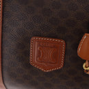 CELINE Macadam Canvas Boston Bag PVC Leather Brown Gold Auth 197668V-18