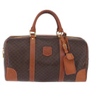 CELINE Macadam Canvas Boston Bag PVC Leather Brown Gold Auth 197668V-2