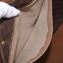 CELINE Macadam Canvas Boston Bag PVC Leather Brown Gold Auth 197668V-26
