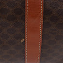 CELINE Macadam Canvas Boston Bag PVC Leather Brown Gold Auth 197668V-3
