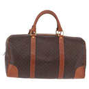 CELINE Macadam Canvas Boston Bag PVC Leather Brown Gold Auth 197668V-4