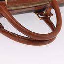CELINE Macadam Canvas Boston Bag PVC Leather Brown Gold Auth 197668V-8