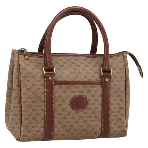 GUCCI Micro GG Supreme Hand Bag PVC Beige Gold 000 101 0140 Auth 197669