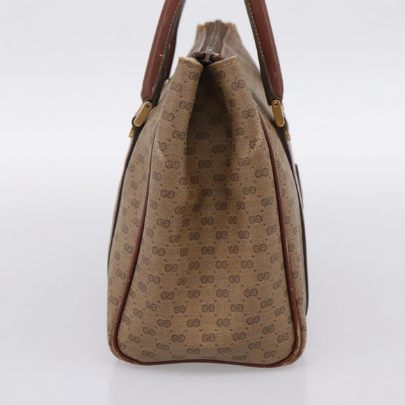 GUCCI Micro GG Supreme Hand Bag PVC Beige Gold 000 101 0140 Auth 197669