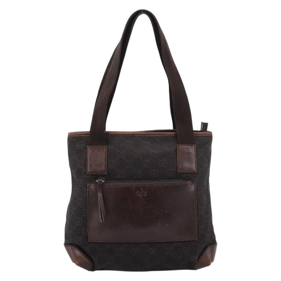 GUCCI GG Canvas Hand Bag Black Silver 28893 Auth 197671