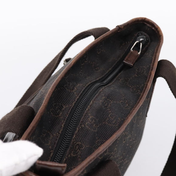 GUCCI GG Canvas Hand Bag Black Silver 28893 Auth 197671