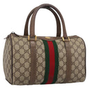 GUCCI GG Supreme Web Sherry Line Hand Bag PVC Beige Gold 39 02 006 Auth 197672-1