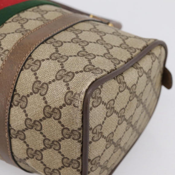 GUCCI GG Supreme Web Sherry Line Hand Bag PVC Beige Gold 39 02 006 Auth 197672