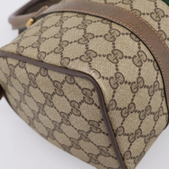 GUCCI GG Supreme Web Sherry Line Hand Bag PVC Beige Gold 39 02 006 Auth 197672