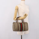 GUCCI GG Supreme Web Sherry Line Hand Bag PVC Beige Gold 39 02 006 Auth 197672-22