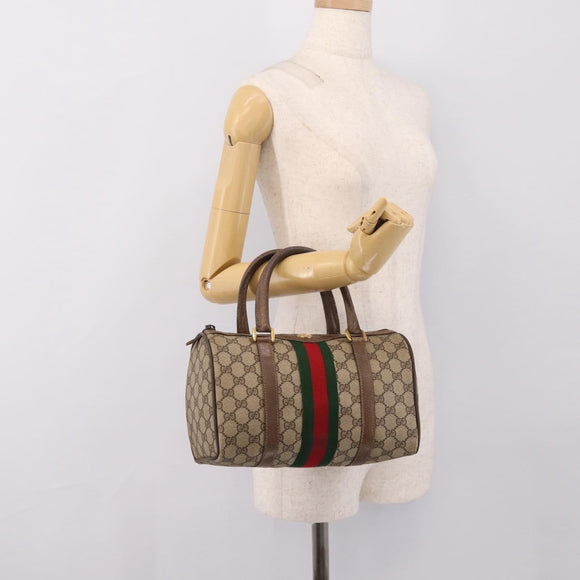 GUCCI GG Supreme Web Sherry Line Hand Bag PVC Beige Gold 39 02 006 Auth 197672