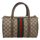 GUCCI GG Supreme Web Sherry Line Hand Bag PVC Beige Gold 39 02 006 Auth 197672-2