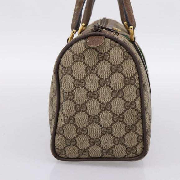 GUCCI GG Supreme Web Sherry Line Hand Bag PVC Beige Gold 39 02 006 Auth 197672