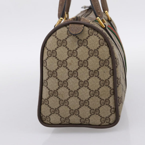 GUCCI GG Supreme Web Sherry Line Hand Bag PVC Beige Gold 39 02 006 Auth 197672