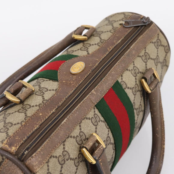GUCCI GG Supreme Web Sherry Line Hand Bag PVC Beige Gold 39 02 006 Auth 197672