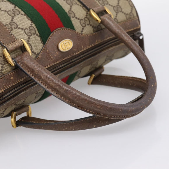 GUCCI GG Supreme Web Sherry Line Hand Bag PVC Beige Gold 39 02 006 Auth 197672
