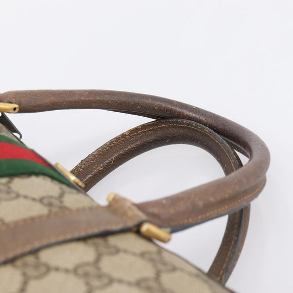 GUCCI GG Supreme Web Sherry Line Hand Bag PVC Beige Gold 39 02 006 Auth 197672