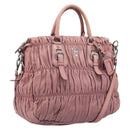 PRADA Hand Bag Leather 2way Pink Silver Auth 197673-1