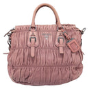 PRADA Hand Bag Leather 2way Pink Silver Auth 197673-13