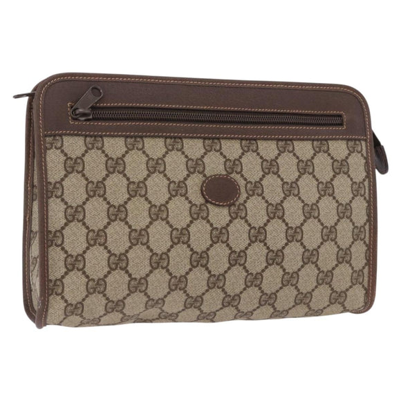 GUCCI GG Supreme Clutch Bag PVC Beige 014 115 6063 Auth 197675A