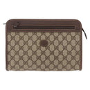 GUCCI GG Supreme Clutch Bag PVC Beige 014 115 6063 Auth 197675A-13