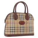Burberrys Nova Check Hand Bag PVC Beige Gold Auth 197676-1