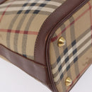 Burberrys Nova Check Hand Bag PVC Beige Gold Auth 197676-8