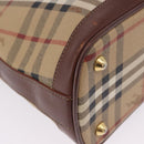 Burberrys Nova Check Hand Bag PVC Beige Gold Auth 197676-16