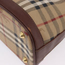 Burberrys Nova Check Hand Bag PVC Beige Gold Auth 197676-17