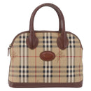 Burberrys Nova Check Hand Bag PVC Beige Gold Auth 197676-13