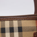 Burberrys Nova Check Hand Bag PVC Beige Gold Auth 197676-10