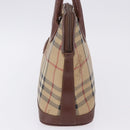 Burberrys Nova Check Hand Bag PVC Beige Gold Auth 197676-3