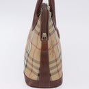 Burberrys Nova Check Hand Bag PVC Beige Gold Auth 197676-4